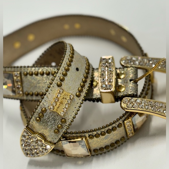 B.B.Simon Swarovski Crystal Gold Western Cowboy Belt - XL - Picture 5 of 16